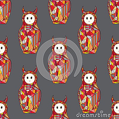 Abstract devil girls vector seamless pattern. Satanic characters texture for surface design, textile, wrapping paper Vector Illustration