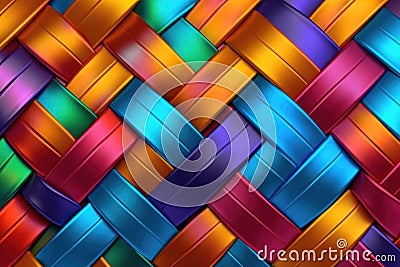 Abstract diagonal angled rainbow colored interweaving. Generative AI Cartoon Illustration