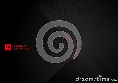 Abstract diagonal lines pattern overlap with red laser line on black background Vector Illustration