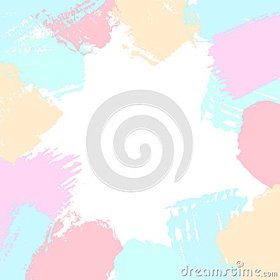 Abstract different brush strokes shapes in soft pastel colors border frame texture Vector Illustration