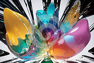 abstract of different colors, transparent materials, materials with different brightness, AI generated Stock Photo