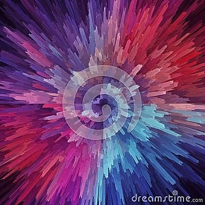 Abstract digital art features a dynamic explosion of elongated, rectangular prisms Stock Photo