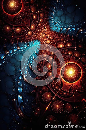 An abstract digital art piece with many different colors and fractal swirls, AI Stock Photo