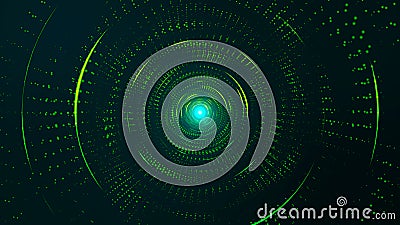 Abstract digital background. Big data visualization. Circular rotations of fantasy circle of colorful particles Stock Photo