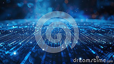 Abstract digital background with glowing blue lines and particles, representing data flow and technology Stock Photo
