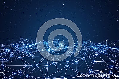 Abstract digital background interconnected dots and lines form intricate plexus Stock Photo