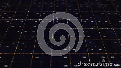 Abstract digital background with matrix of numeric values. Animation. Futuristic big data, information technology Stock Photo