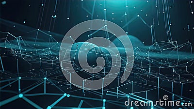 Abstract digital background with smooth lines and particles, ideal for technology workflows, neural networks Cartoon Illustration
