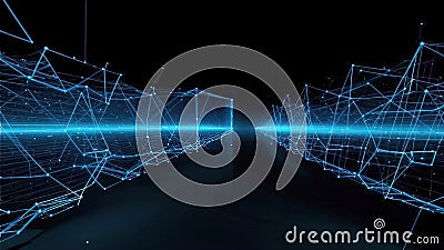 Abstract digital background with smooth lines and particles, ideal for technology workflows, neural networks Cartoon Illustration
