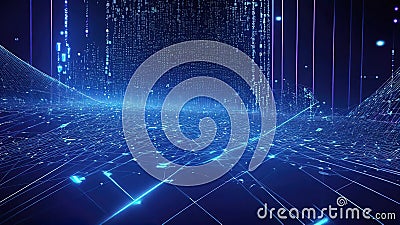 Abstract digital background with smooth lines and particles, ideal for technology workflows, neural networks Cartoon Illustration