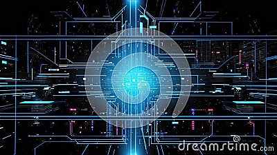 Abstract digital background with smooth lines and particles, ideal for technology workflows, neural networks Cartoon Illustration