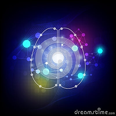 Abstract digital brain background Cartoon Illustration