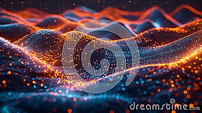 Abstract digital brain emerges in dynamic data streams against tech inspired backdrop Stock Photo
