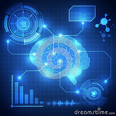 Abstract digital brain,technology concept background vector Vector Illustration