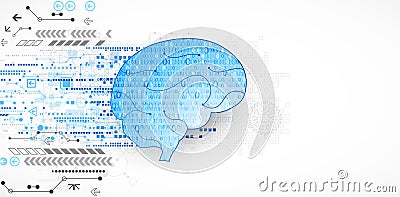 Abstract digital brain,technology concept. Vector Vector Illustration