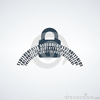 Abstract digital conceptual technology security with lock, binary code goes through lock. Stock Vector illustration isolated on Vector Illustration
