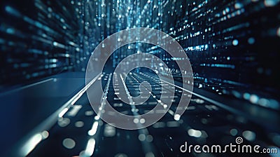 Abstract of digital connected shape and particle with tech cyber style. AIG53. Stock Photo
