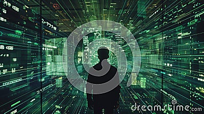 Abstract of digital connected shape and particle with tech cyber style. AIG53. Stock Photo