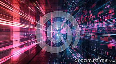 Abstract of digital connected shape and particle with tech cyber style. AIG53. Stock Photo