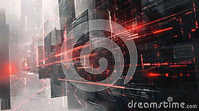 Abstract of digital connected shape and particle with tech cyber style. AIG53. Stock Photo