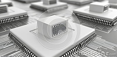 An abstract digital data technology design with a square black and grey pattern on a pixel background, showcasing a Cartoon Illustration