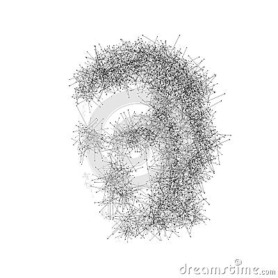 Abstract digital face isolated on white background. Digital technology design. Polygonal technology background. Vector Illustration