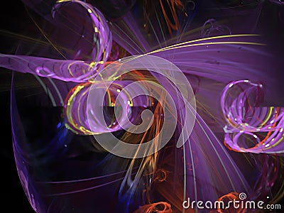 abstract digital fractal, chaos science magic shape energy decoration beauty black, flame design future Stock Photo