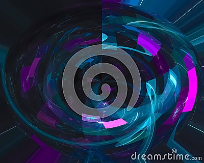 Abstract digital fractal flow flame dynamic render ornament backdrop style futuristic render, motion, swirl Stock Photo