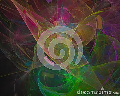 Abstract digital fractal, curve chaos surface shape card rendering fantasy dream design sparkle, dynamic decoration Stock Photo