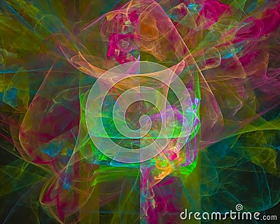 Abstract digital fractal, curve chaos surface card rendering fantasy dream design sparkle, dynamic decoration Stock Photo