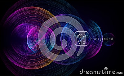 Abstract digital future circle shapes vector background consist on wave lines. Tech music sound concept. Electronic Vector Illustration