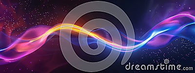 Abstract digital futuristic technology glowing background with dynamic flow lines and particles Stock Photo