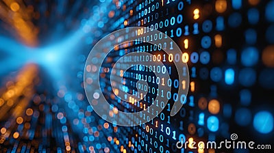 An abstract digital grid with binary code, symbolizing the technology-driven financial world Stock Photo