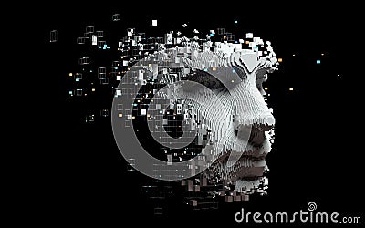 Abstract digital human face. Cartoon Illustration