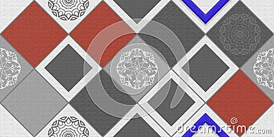 Abstract digital illustration of seamless squares with vintage ornamental elements Cartoon Illustration