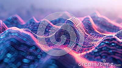 Abstract digital landscape with binary peaks and valleys, illustrating the concept of data exploration. Data mining Stock Photo