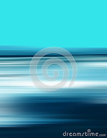 Abstract Digital Landscape Illustration with Sky and Ocean in Blue Colors Stock Photo