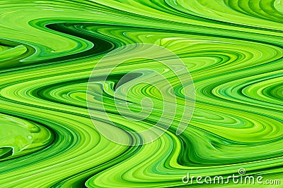 Abstract digital liquid marble or mixed acrylic paints effect in different shades of green color with swirly texture Stock Photo