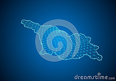 Abstract digital map of georgia South Ossetia with particles dots and line. polygonal network business. Wireframe landscape Vector Illustration