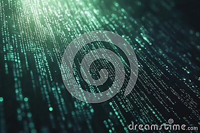Abstract Digital Matrix Background with Green Binary Code Data in Motion for Technology Concepts Stock Photo