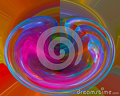 Abstract fractal vibrant soft shape flow flame motion, swirl, shiny Stock Photo