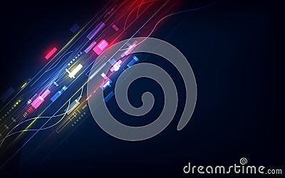 abstract digital online communication technology background, circuit lines computer, internet system cyberspace Vector Illustration