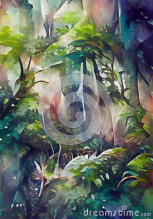 Mystical rainforest - abstract digital art Stock Photo