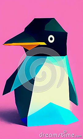 Low poly penguin - stylized digital art Stock Photo