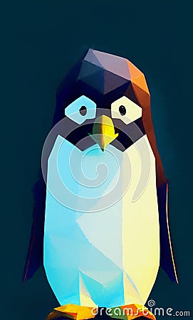 Low poly penguin - stylized digital art Stock Photo