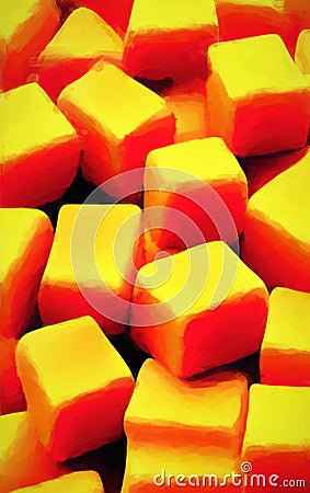 Caramel cubes - abstract digital art Stock Photo