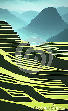 Terraces - abstract digital art Stock Photo