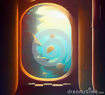 Underwater window - abstract digital art Stock Photo