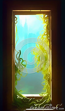 Underwater window - abstract digital art Stock Photo