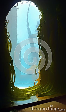 Underwater window - abstract digital art Stock Photo